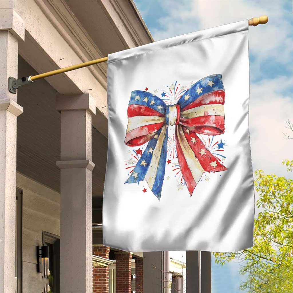 Coquette 4th Of July Garden Flag USA Bow American Flag Red White and Blue TS10 Print Your Wear