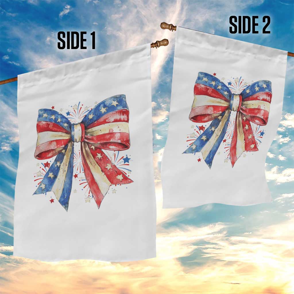 Coquette 4th Of July Garden Flag USA Bow American Flag Red White and Blue TS10 Print Your Wear