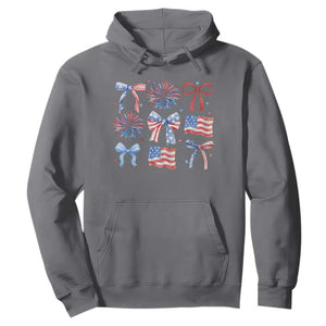 Coquette 4th Of July Hoodie Patriotic Bow American Flag TS10 Charcoal Print Your Wear