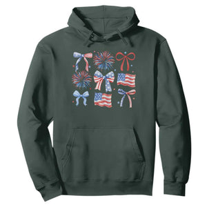 Coquette 4th Of July Hoodie Patriotic Bow American Flag TS10 Dark Forest Green Print Your Wear