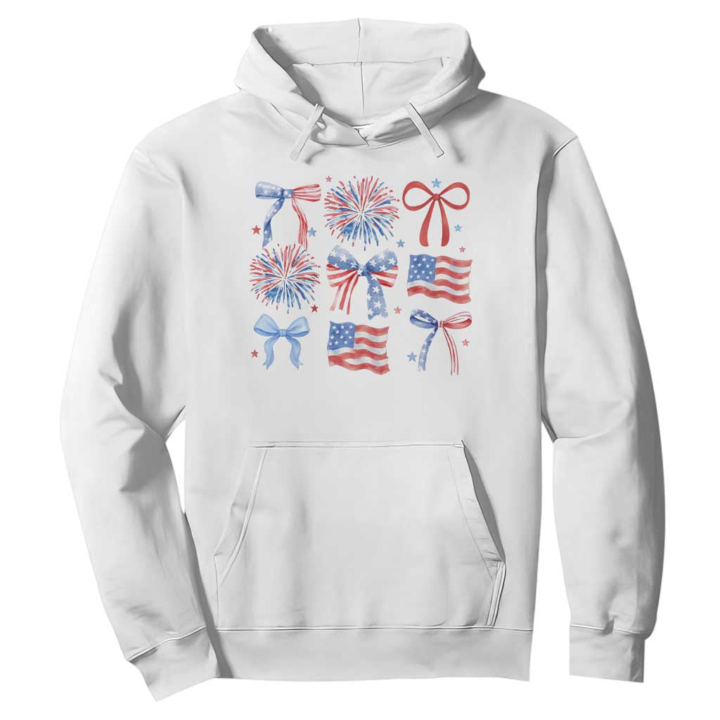 Coquette 4th Of July Hoodie Patriotic Bow American Flag TS10 White Print Your Wear