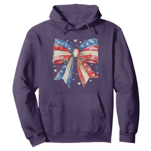 Coquette 4th Of July Hoodie USA Bow American Flag Red White and Blue TS10 Purple Print Your Wear
