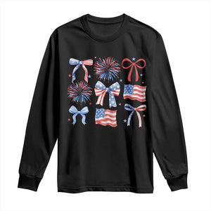 Coquette 4th Of July Long Sleeve Shirt Patriotic Bow American Flag TS10 Black Print Your Wear