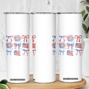 Coquette 4th Of July Skinny Tumbler Patriotic Bow American Flag TS10 Print Your Wear