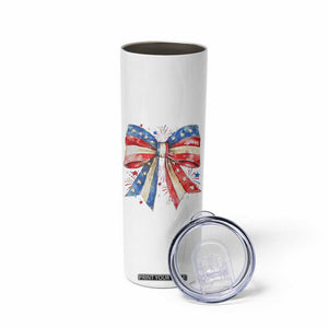 Coquette 4th Of July Skinny Tumbler USA Bow American Flag Red White and Blue TS10 Print Your Wear