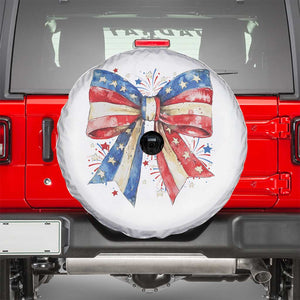 Coquette 4th Of July Spare Tire Cover USA Bow American Flag Red White and Blue TS10 White Print Your Wear