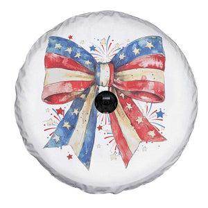 Coquette 4th Of July Spare Tire Cover USA Bow American Flag Red White and Blue TS10 Print Your Wear