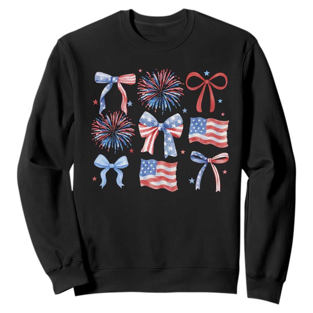Coquette 4th Of July Sweatshirt Patriotic Bow American Flag TS10 Black Print Your Wear