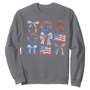 Coquette 4th Of July Sweatshirt Patriotic Bow American Flag TS10 Charcoal Print Your Wear