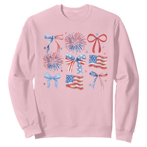 Coquette 4th Of July Sweatshirt Patriotic Bow American Flag TS10 Light Pink Print Your Wear