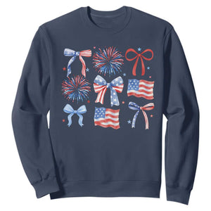 Coquette 4th Of July Sweatshirt Patriotic Bow American Flag TS10 Navy Print Your Wear