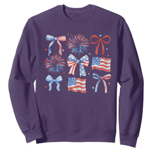 Coquette 4th Of July Sweatshirt Patriotic Bow American Flag TS10 Purple Print Your Wear