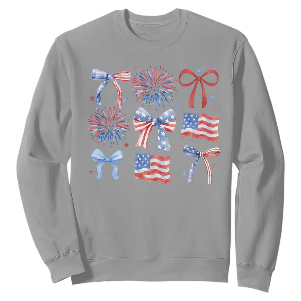 Coquette 4th Of July Sweatshirt Patriotic Bow American Flag TS10 Sport Gray Print Your Wear