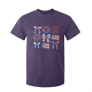 Coquette 4th Of July T Shirt For Kid Patriotic Bow American Flag TS10 Purple Print Your Wear