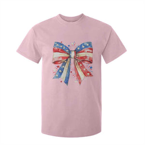 Coquette 4th Of July T Shirt For Kid USA Bow American Flag Red White and Blue TS10 Light Pink Print Your Wear
