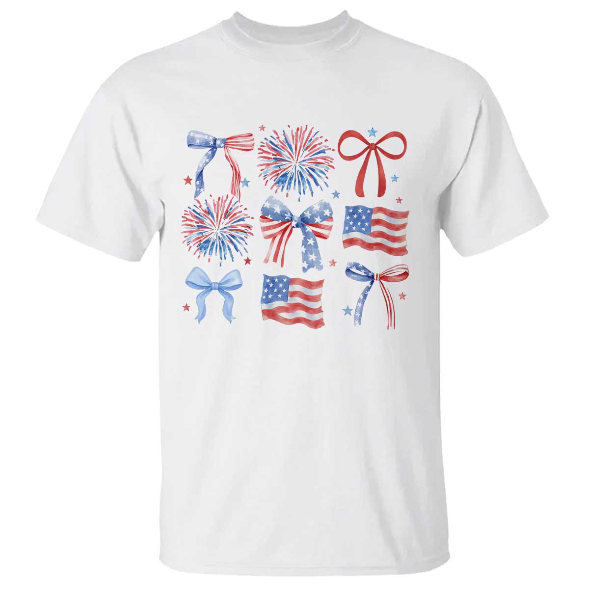 Coquette 4th Of July T Shirt Patriotic Bow American Flag TS10 White Print Your Wear