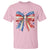 Coquette 4th Of July T Shirt USA Bow American Flag Red White and Blue TS10 Light Pink Print Your Wear