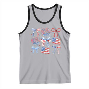 Coquette 4th Of July Tank Top Patriotic Bow American Flag TS10 Athletic Heather Black Print Your Wear