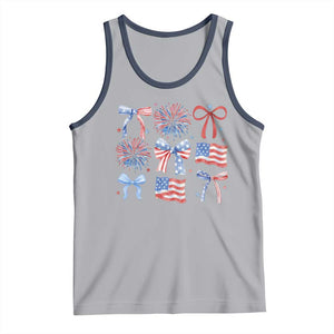 Coquette 4th Of July Tank Top Patriotic Bow American Flag TS10 Athletic Heather Navy Print Your Wear