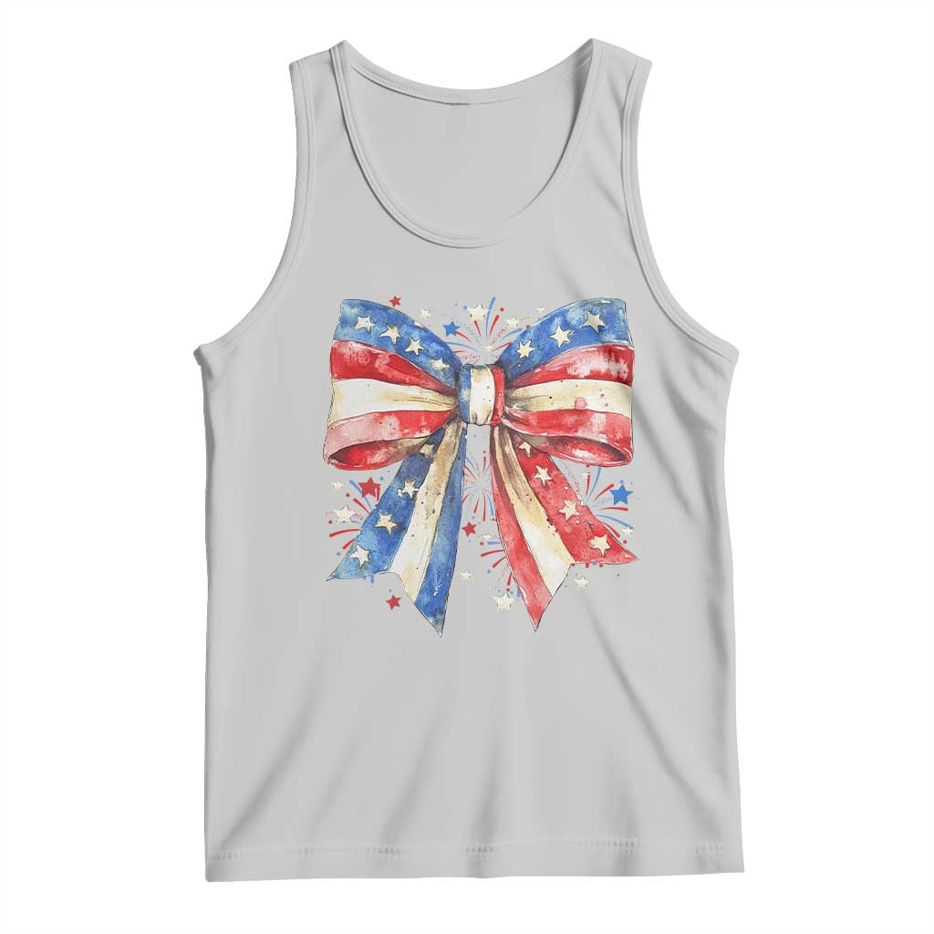 Coquette 4th Of July Tank Top USA Bow American Flag Red White and Blue TS10 Ash Print Your Wear