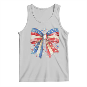 Coquette 4th Of July Tank Top USA Bow American Flag Red White and Blue TS10 Ash Print Your Wear