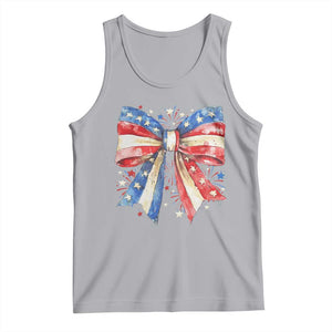 Coquette 4th Of July Tank Top USA Bow American Flag Red White and Blue TS10 Athletic Heather Print Your Wear