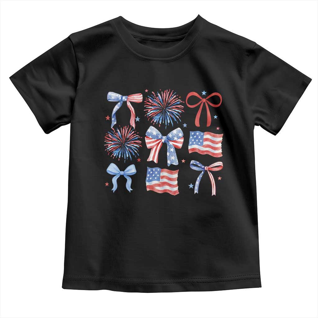 Coquette 4th Of July Toddler T Shirt Patriotic Bow American Flag TS10 Black Print Your Wear