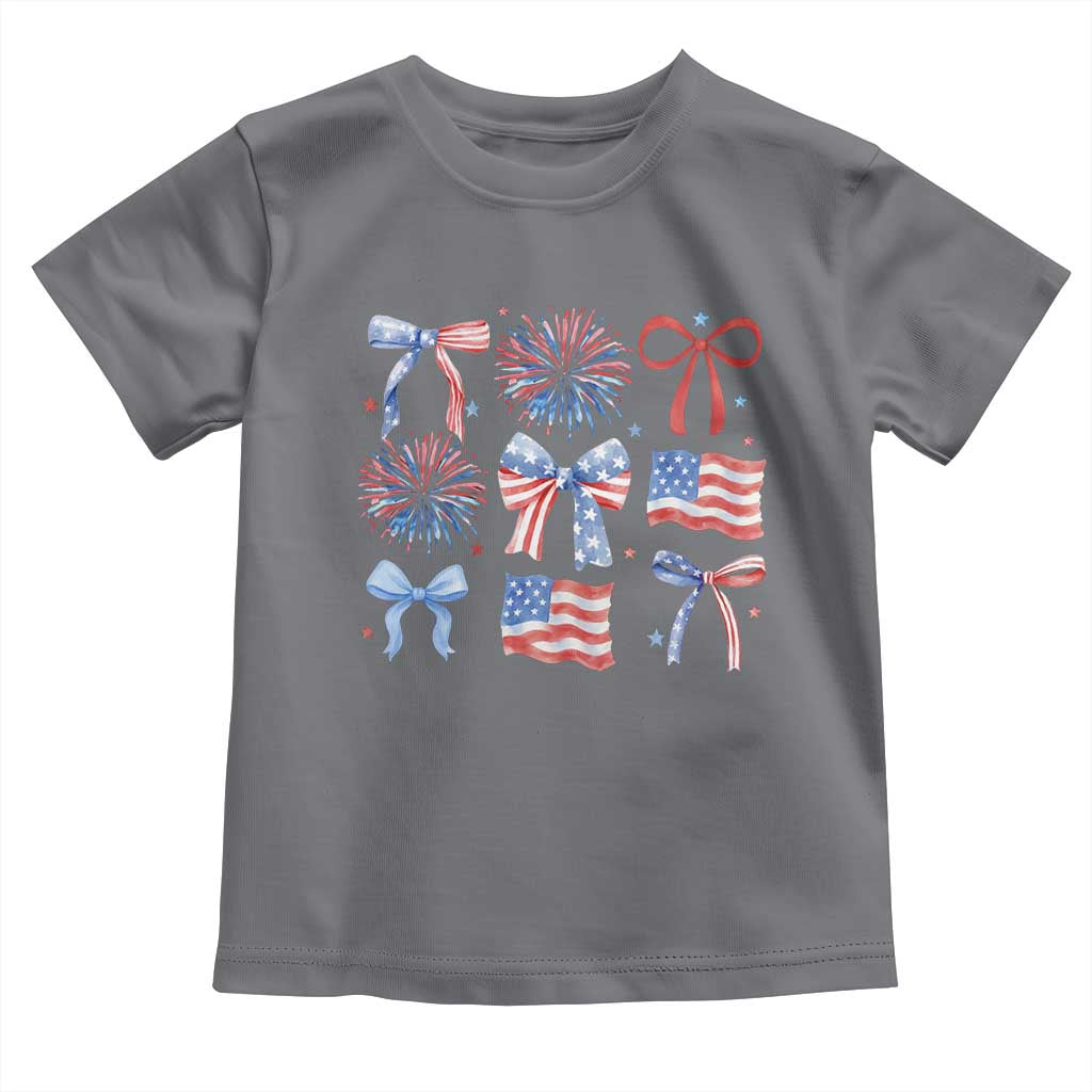 Coquette 4th Of July Toddler T Shirt Patriotic Bow American Flag TS10 Charcoal Print Your Wear