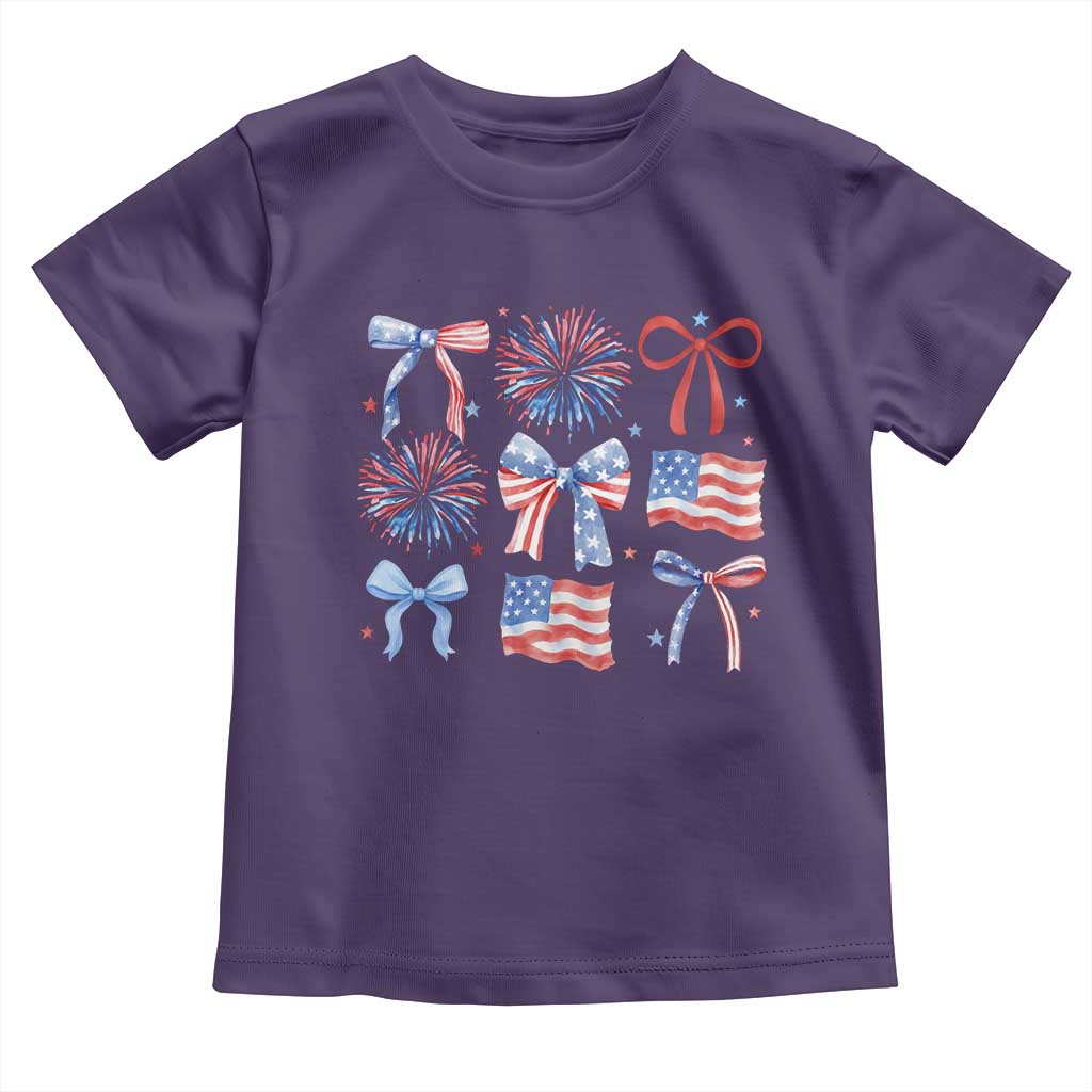 Coquette 4th Of July Toddler T Shirt Patriotic Bow American Flag TS10 Purple Print Your Wear