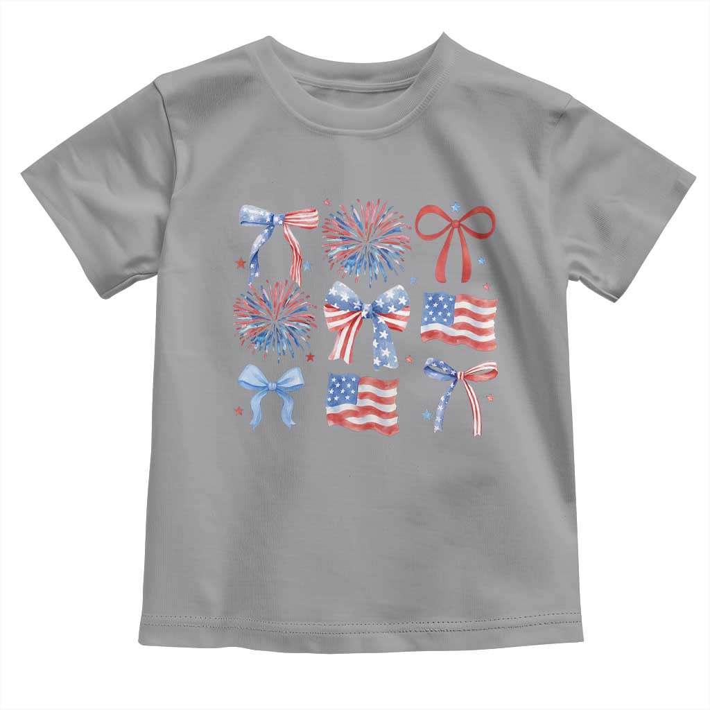 Coquette 4th Of July Toddler T Shirt Patriotic Bow American Flag TS10 Sport Gray Print Your Wear