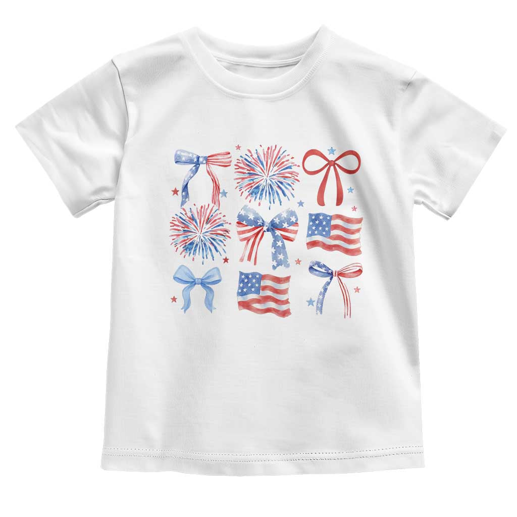 Coquette 4th Of July Toddler T Shirt Patriotic Bow American Flag TS10 White Print Your Wear