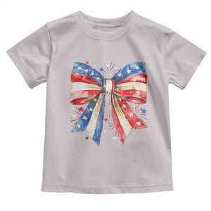 Coquette 4th Of July Toddler T Shirt USA Bow American Flag Red White and Blue TS10 Ice Gray Print Your Wear