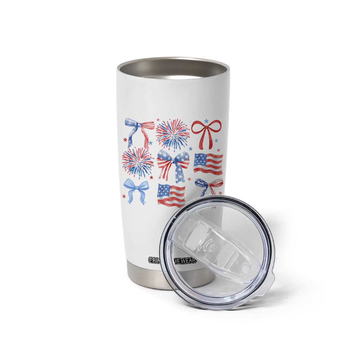Coquette 4th Of July Tumbler Cup Patriotic Bow American Flag TS10 Print Your Wear