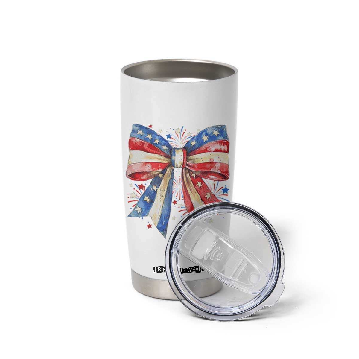 Coquette 4th Of July Tumbler Cup USA Bow American Flag Red White and Blue TS10 Print Your Wear
