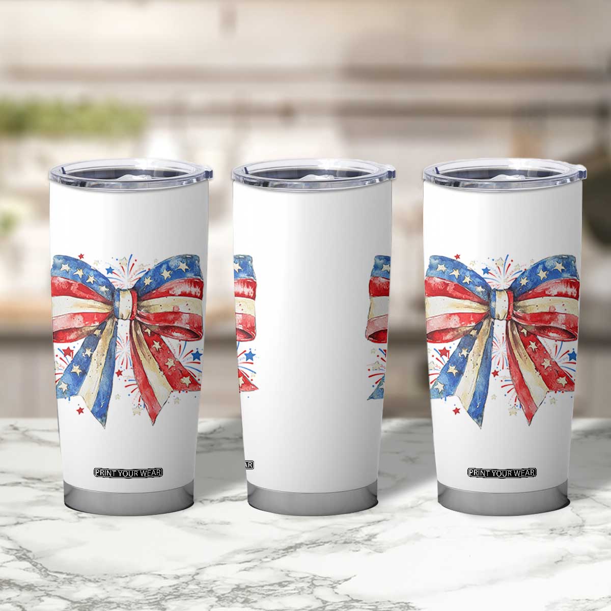 Coquette 4th Of July Tumbler Cup USA Bow American Flag Red White and Blue TS10 Print Your Wear