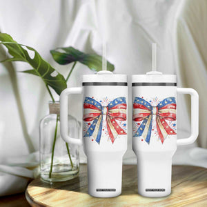 Coquette 4th Of July Tumbler With Handle USA Bow American Flag Red White and Blue TS10 Print Your Wear