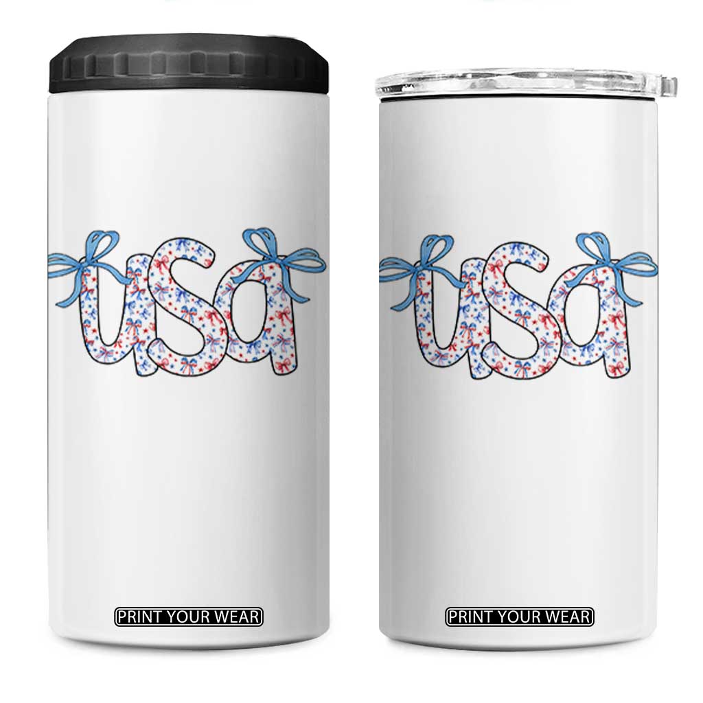 Coquette USA 4 in 1 Can Cooler Tumbler Patriotic American Girl 4th of July TS10 One Size: 16 oz White Print Your Wear
