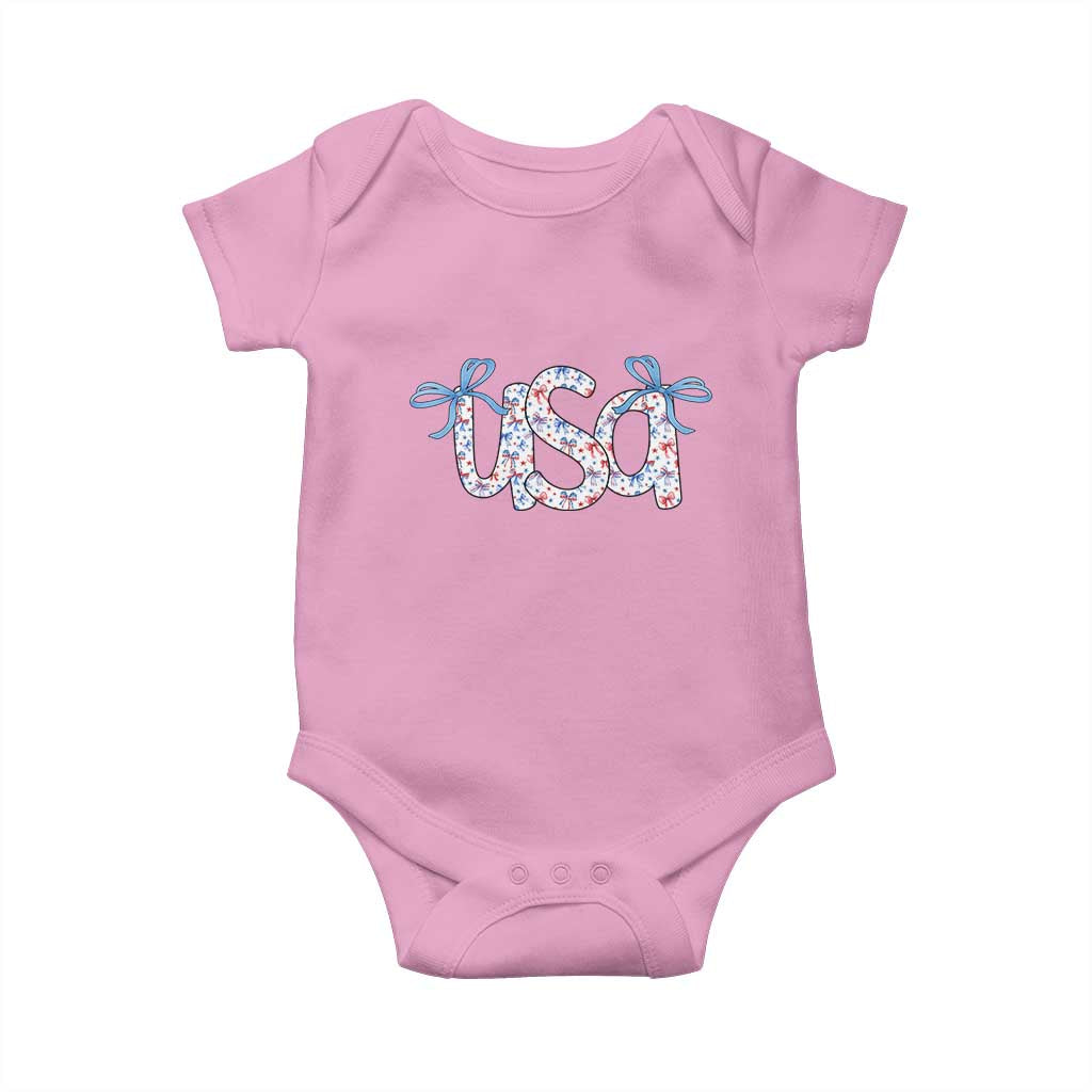Coquette USA Baby Onesie Patriotic American Girl 4th of July TS10 Light Pink Print Your Wear