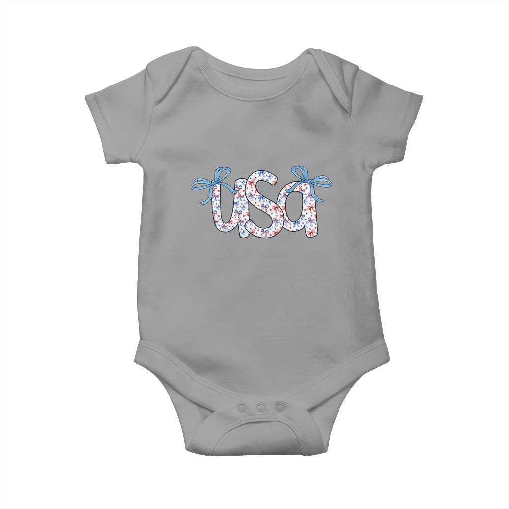 Coquette USA Baby Onesie Patriotic American Girl 4th of July TS10 Sport Gray Print Your Wear