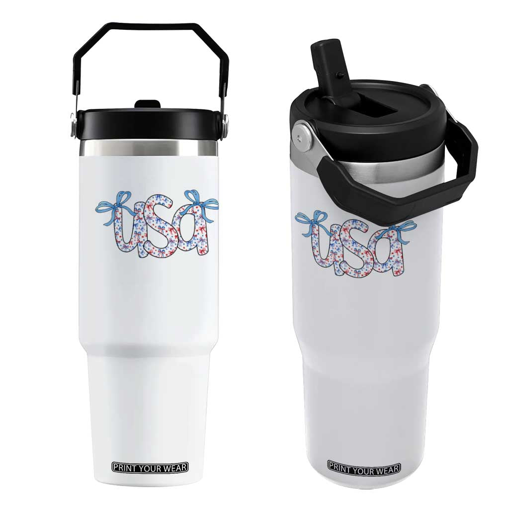 Coquette USA Flip Straw Tumbler Patriotic American Girl 4th of July TS10 One Size: 30 oz White Print Your Wear