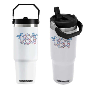 Coquette USA Flip Straw Tumbler Patriotic American Girl 4th of July TS10 One Size: 30 oz White Print Your Wear