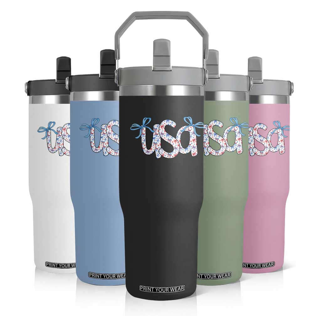 Coquette USA Flip Straw Tumbler Patriotic American Girl 4th of July TS10 Print Your Wear