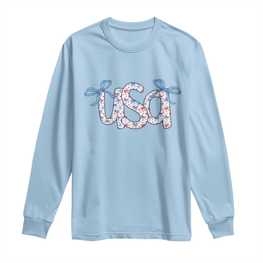 Coquette USA Long Sleeve Shirt Patriotic American Girl 4th of July TS10 Light Blue Print Your Wear