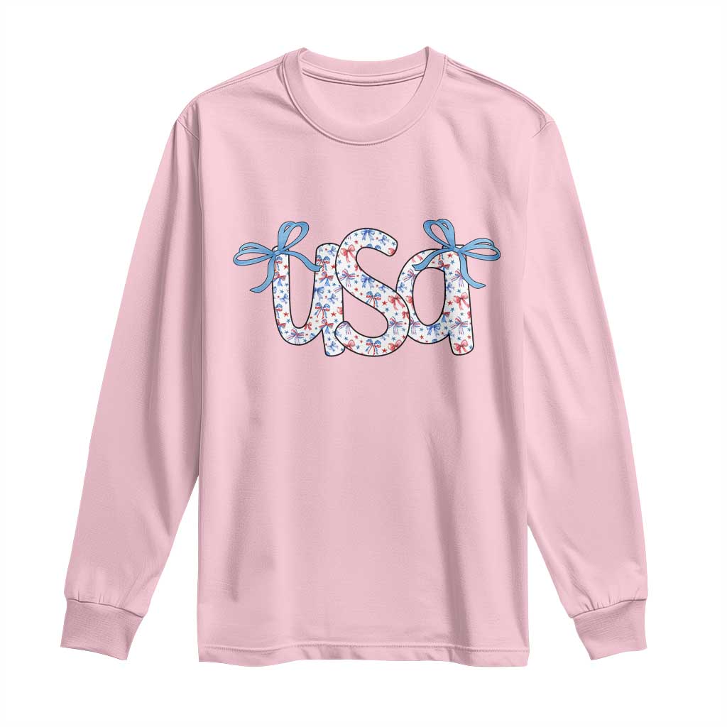 Coquette USA Long Sleeve Shirt Patriotic American Girl 4th of July TS10 Light Pink Print Your Wear