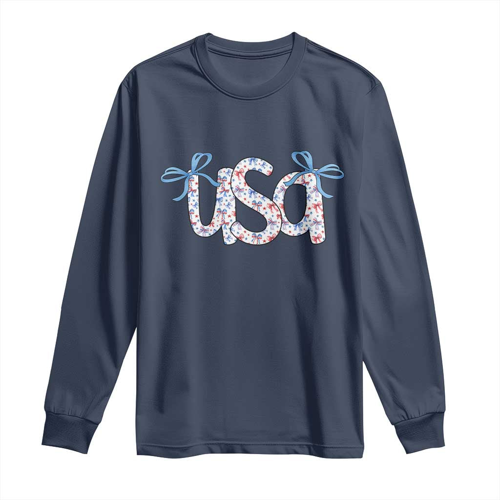 Coquette USA Long Sleeve Shirt Patriotic American Girl 4th of July TS10 Navy Print Your Wear