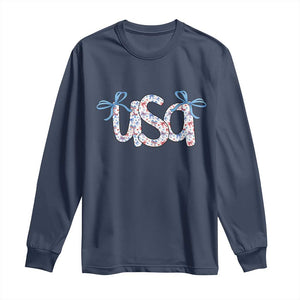 Coquette USA Long Sleeve Shirt Patriotic American Girl 4th of July TS10 Navy Print Your Wear