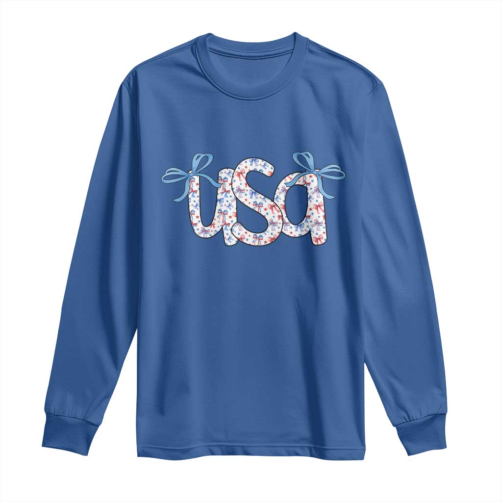 Coquette USA Long Sleeve Shirt Patriotic American Girl 4th of July TS10 Royal Blue Print Your Wear