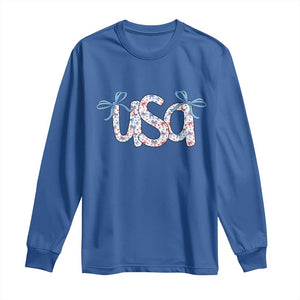 Coquette USA Long Sleeve Shirt Patriotic American Girl 4th of July TS10 Royal Blue Print Your Wear