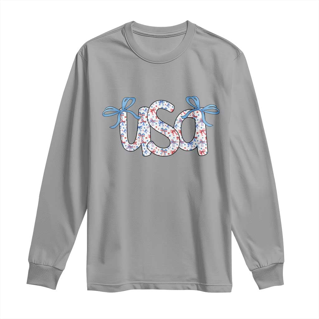 Coquette USA Long Sleeve Shirt Patriotic American Girl 4th of July TS10 Sport Gray Print Your Wear