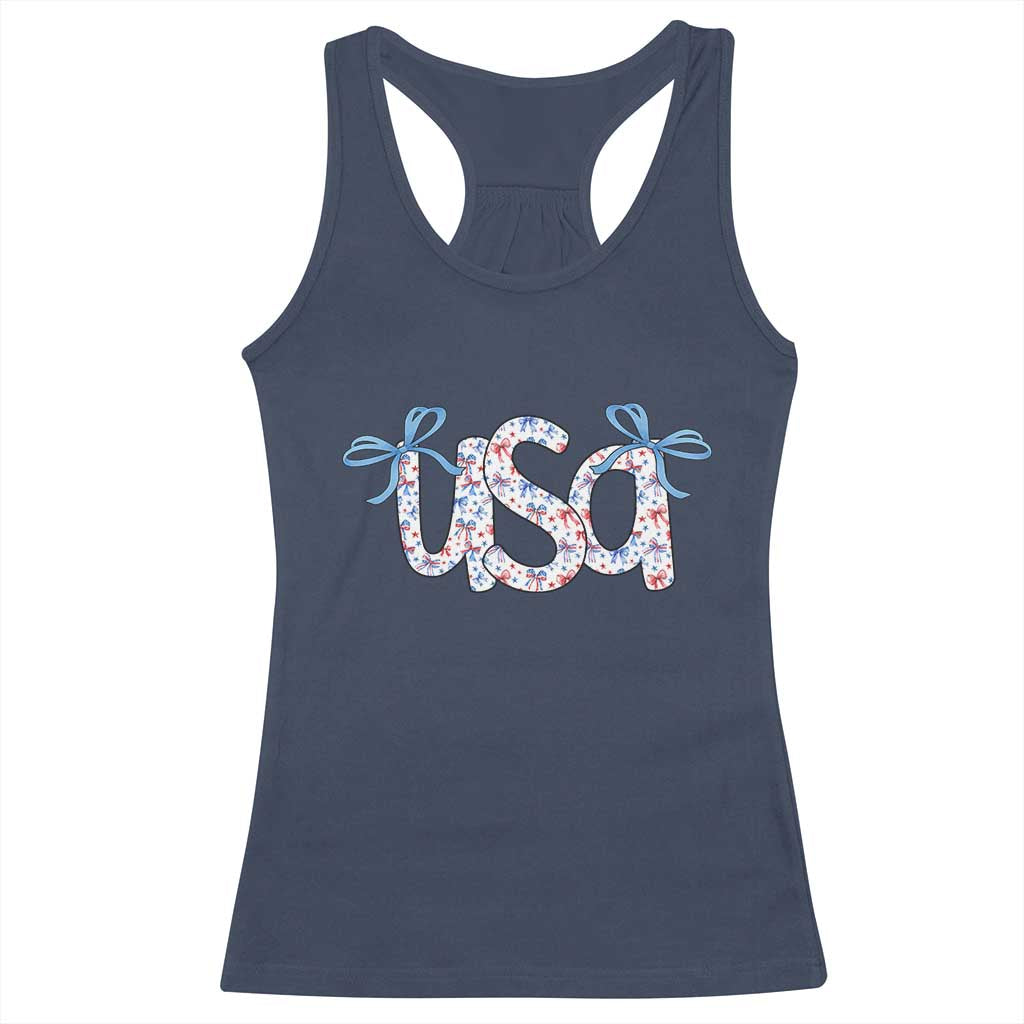 Coquette USA Racerback Tank Top Patriotic American Girl 4th of July TS10 Navy Print Your Wear